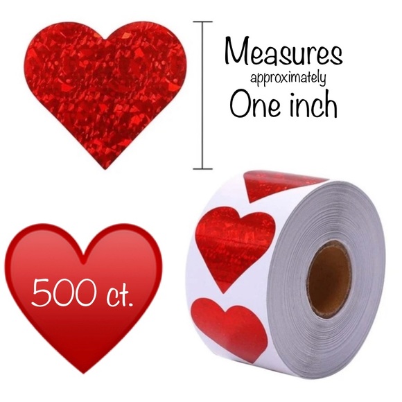 NWT Red Heart Sticker Roll of 500! - Picture 2 of 5